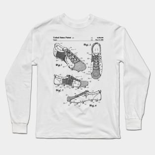 Soccer Boots Patent - Football Boots Art - Black And White Long Sleeve T-Shirt